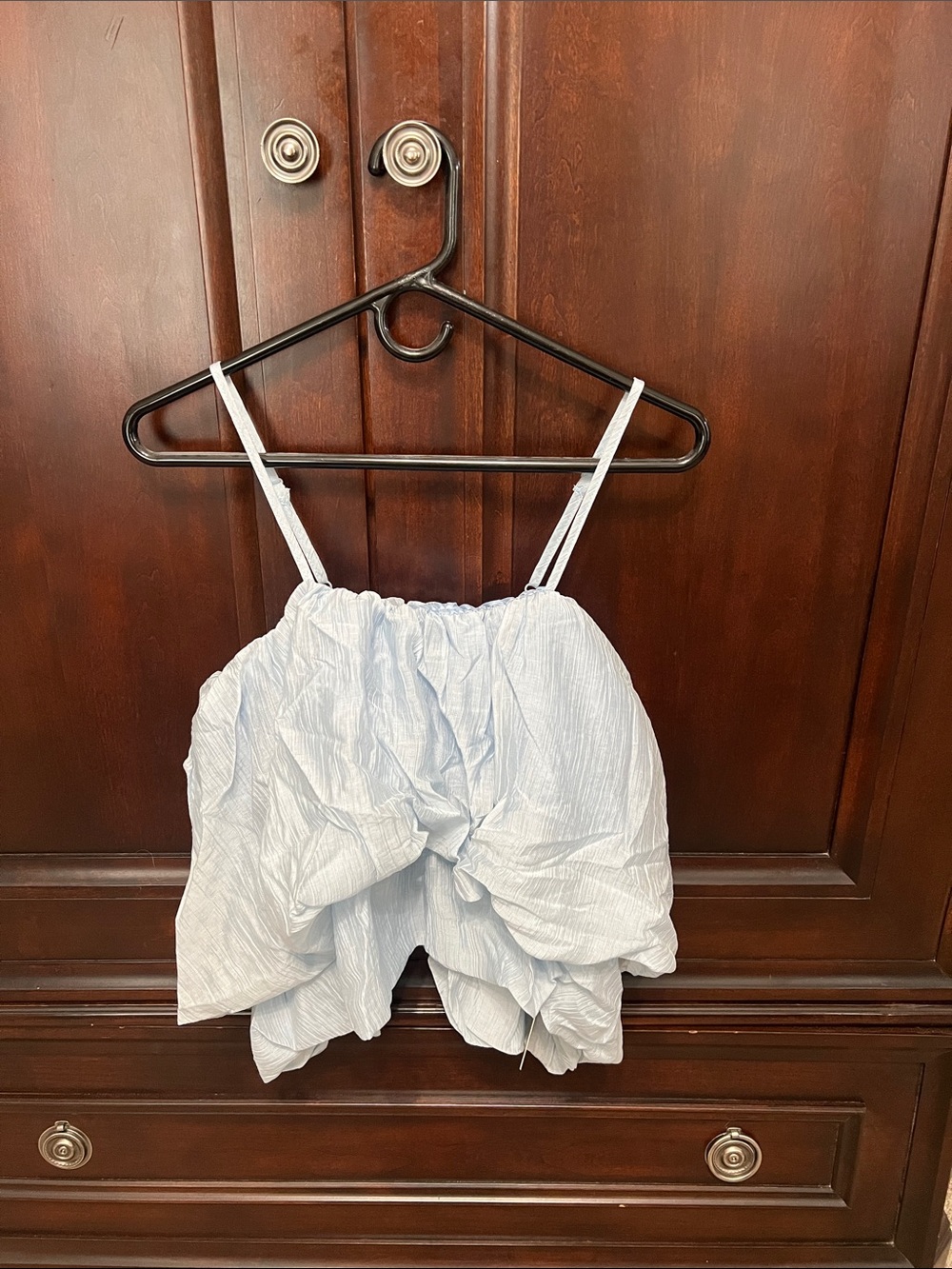 Light Blue Striped Spaghetti-Strap Women's Top